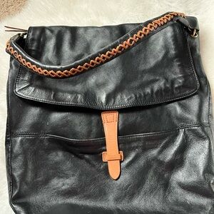 Black Leather Bag with Tan Accents- Christopher.kon
